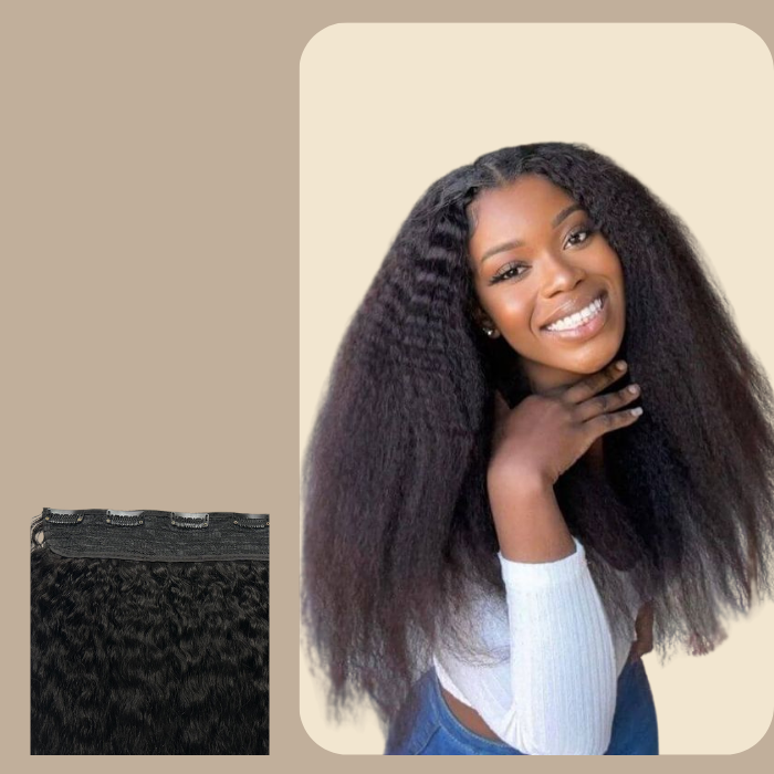 Extension à Clips Kinky Straight Noir Mono Bande Noir