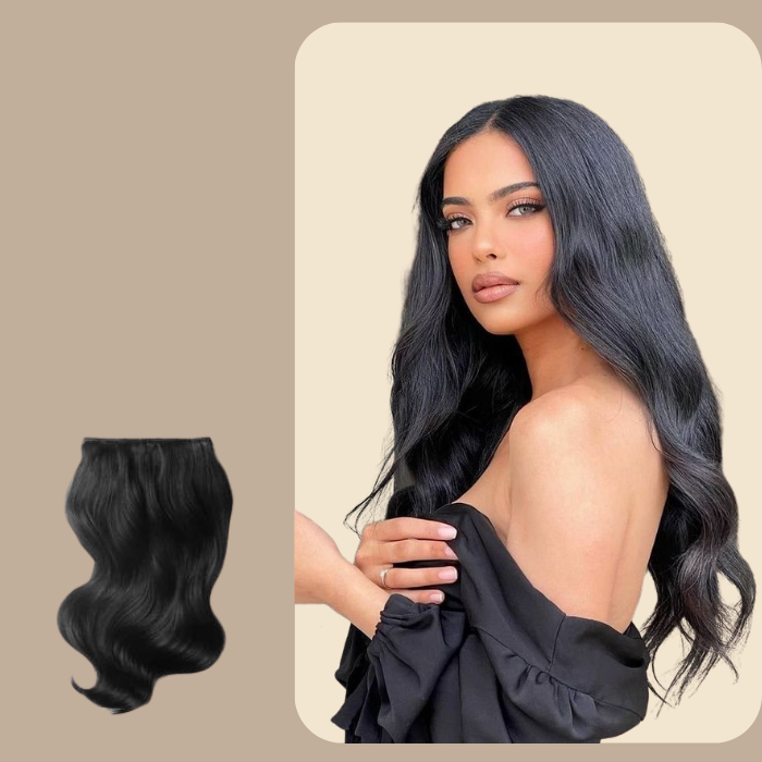 Extension à Clips Body Wave Noir Mono Bande Noir