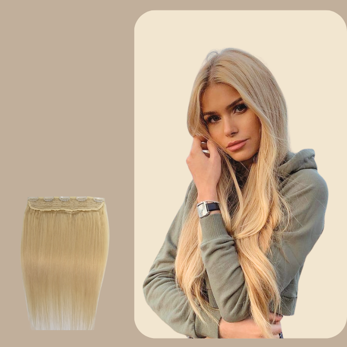 Extension à Clips Straight Blond Platine Mono Bande Blond Platine