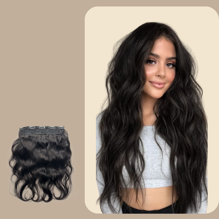Extension à Clips Natural Wavy Noir Mono Bande Noir