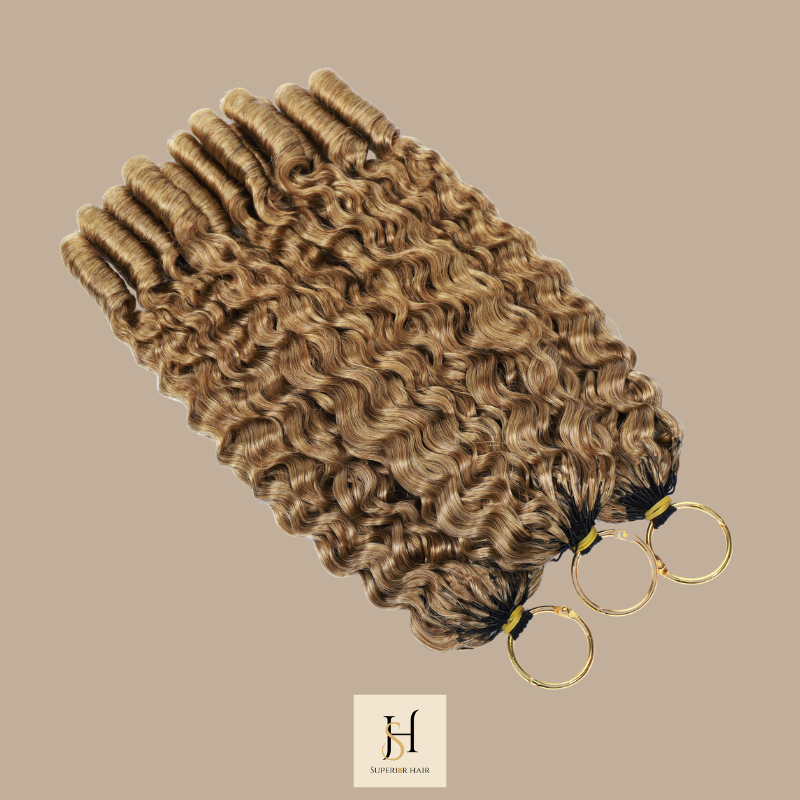 Extensions Feather Weft B-Curly – Mèches fines à nouer 27# B-Curly