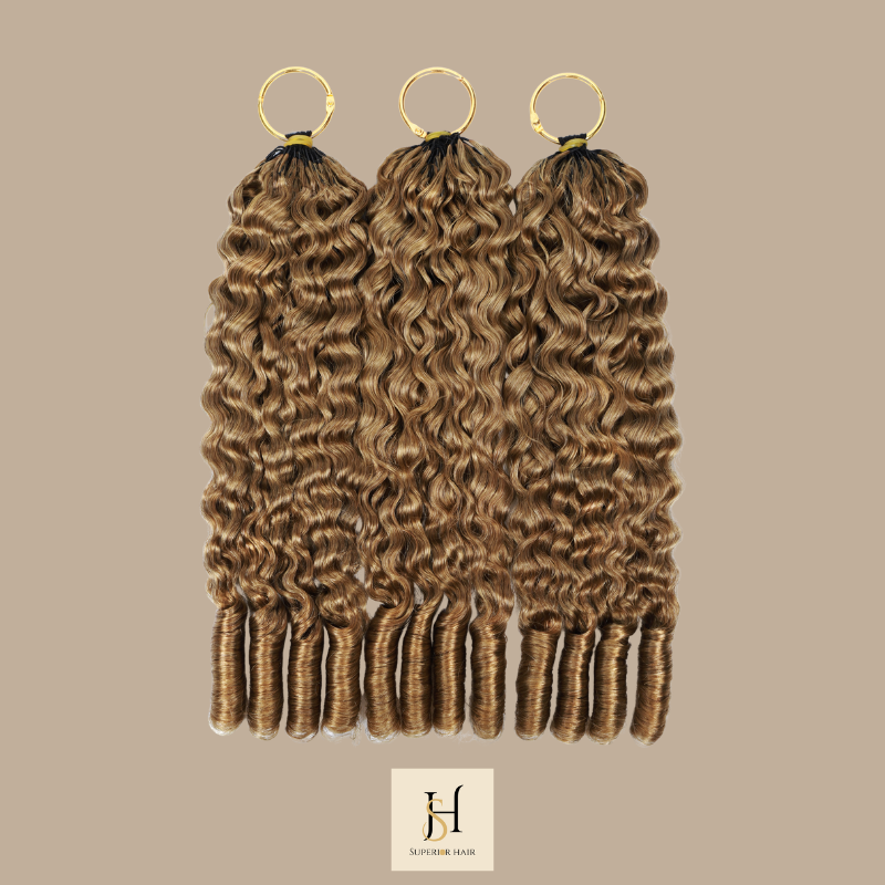 Extensions Feather Weft B-Curly – Mèches fines à nouer 27# B-Curly