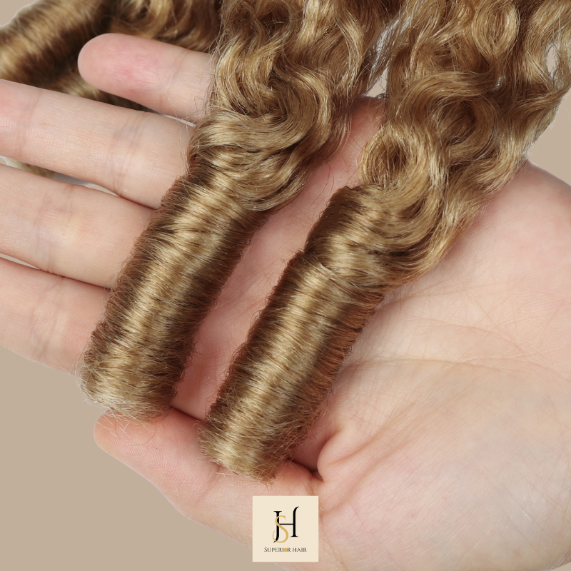 Extensions Feather Weft B-Curly – Mèches fines à nouer 27# B-Curly