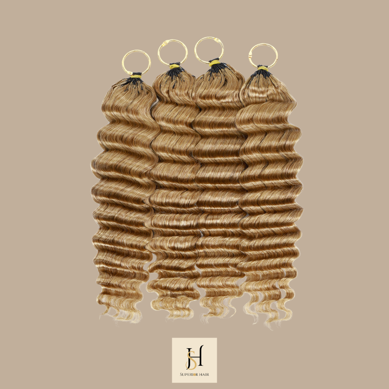 Extensions Feather Weft Deep Wave 27# – Mèches fines à nouer 27# Deep Wave
