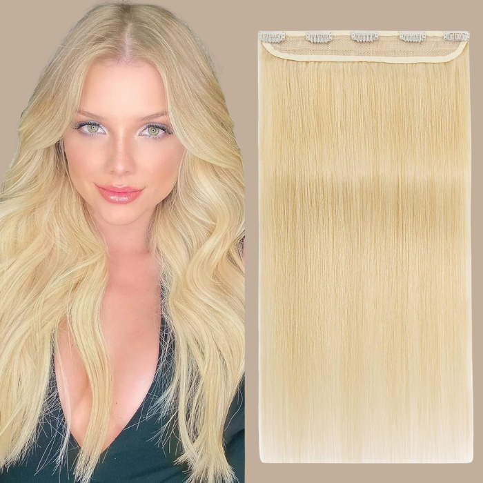 Extension à Clips Straight Blond Platine Mono Bande Blond Platine