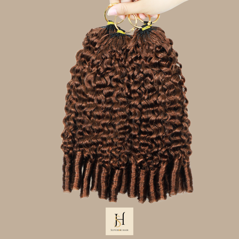 Extensions Feather Weft B-Curly – Mèches fines à nouer 30# B-Curly