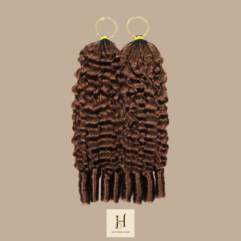 Extensions Feather Weft B-Curly – Mèches fines à nouer 30# B-Curly