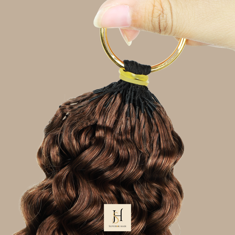 Extensions Feather Weft B-Curly – Mèches fines à nouer 30# B-Curly