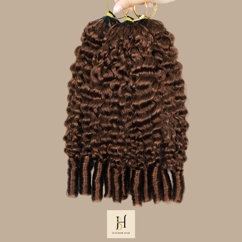 Extensions Feather Weft B-Curly – Mèches fines à nouer 30# B-Curly