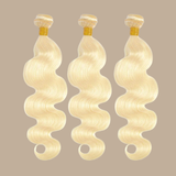 3 bunter Virgin Hair Weave Menneskehår Body Wave Platinum Blond