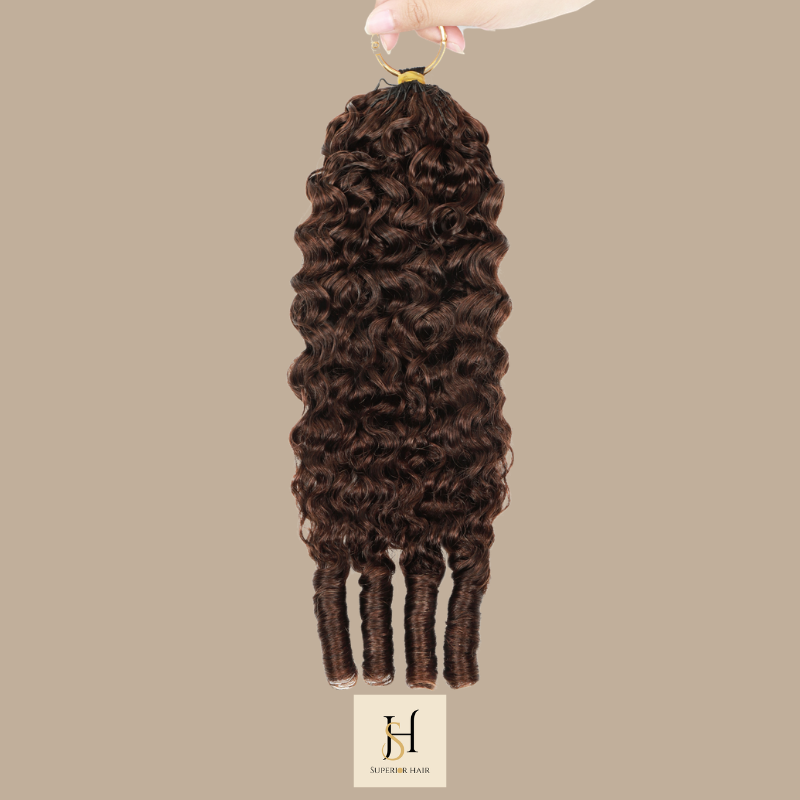 Extensions Feather Weft B-Curly – Mèches fines à nouer 4# B-Curly