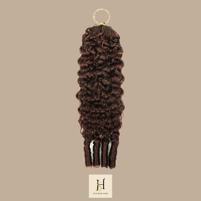 Extensions Feather Weft B-Curly – Mèches fines à nouer 4# B-Curly