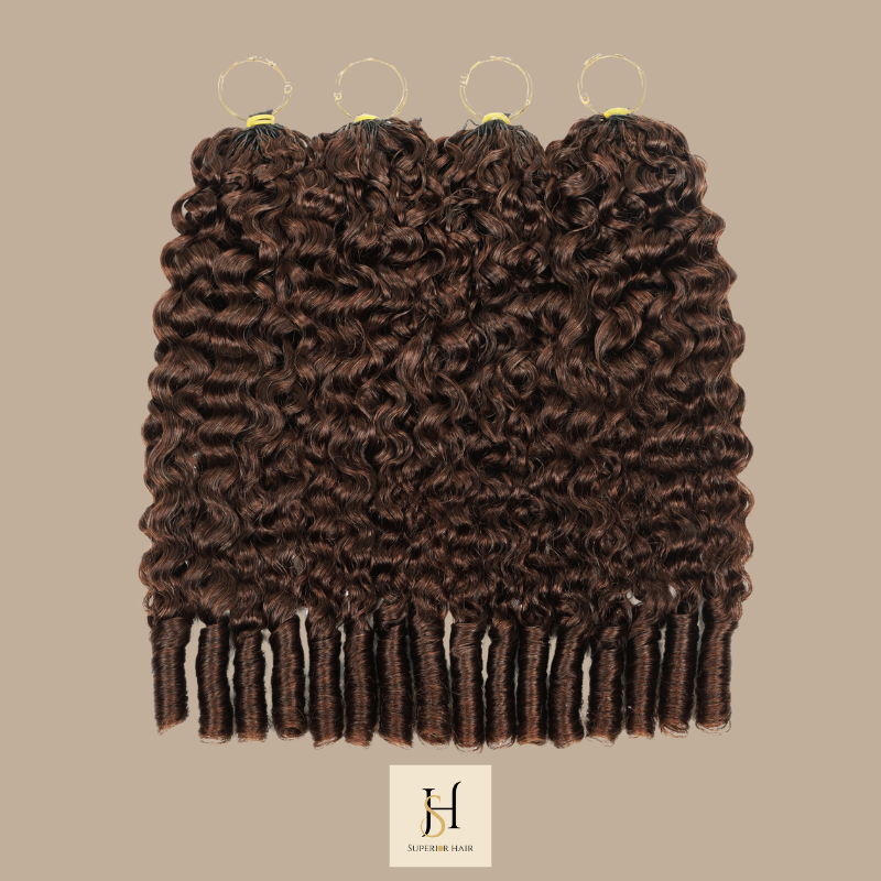 Extensions Feather Weft B-Curly – Mèches fines à nouer 4# B-Curly
