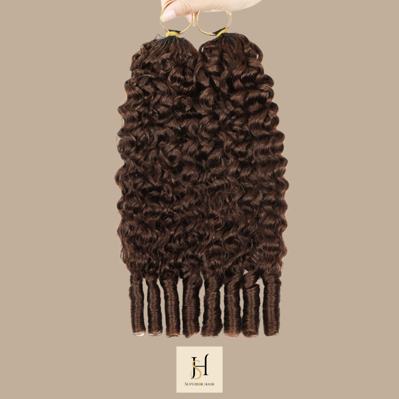 Extensions Feather Weft B-Curly – Mèches fines à nouer 4# B-Curly