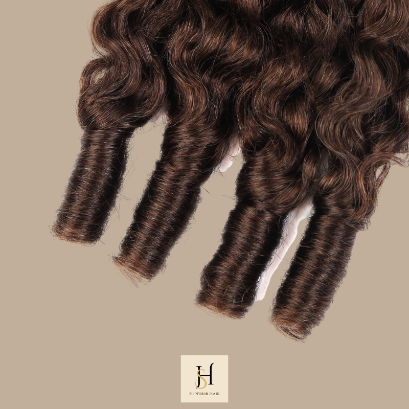 Extensions Feather Weft B-Curly – Mèches fines à nouer 4# B-Curly