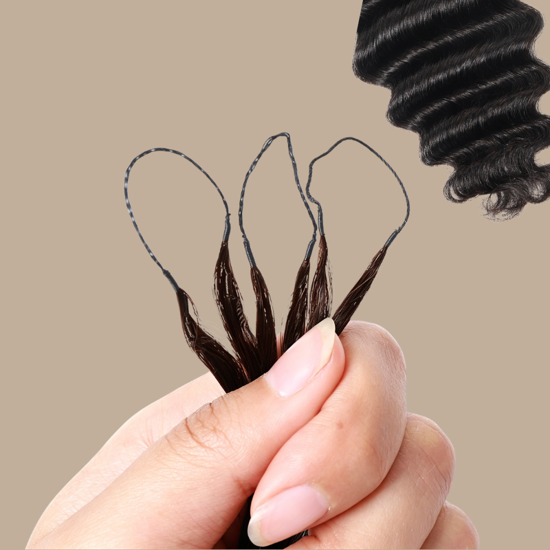 Extensions Feather Weft Deep Wave 4# – Mèches fines à nouer 4# Deep Wave