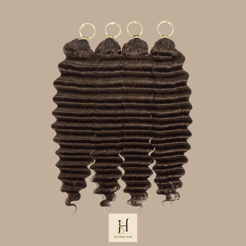 Extensions Feather Weft Deep Wave 4# – Mèches fines à nouer 4# Deep Wave