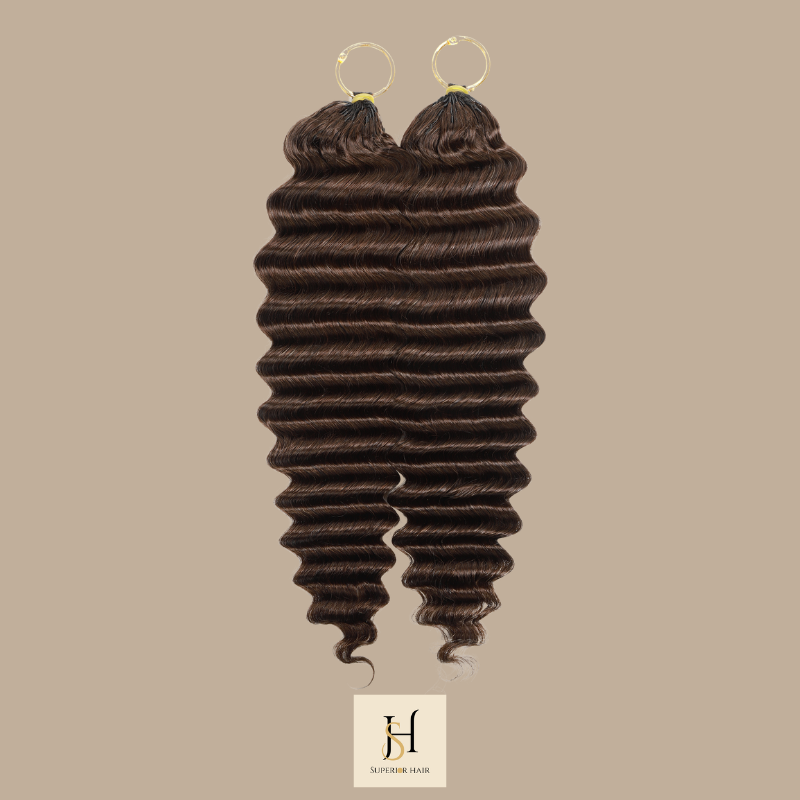 Extensions Feather Weft Deep Wave 4# – Mèches fines à nouer 4# Deep Wave