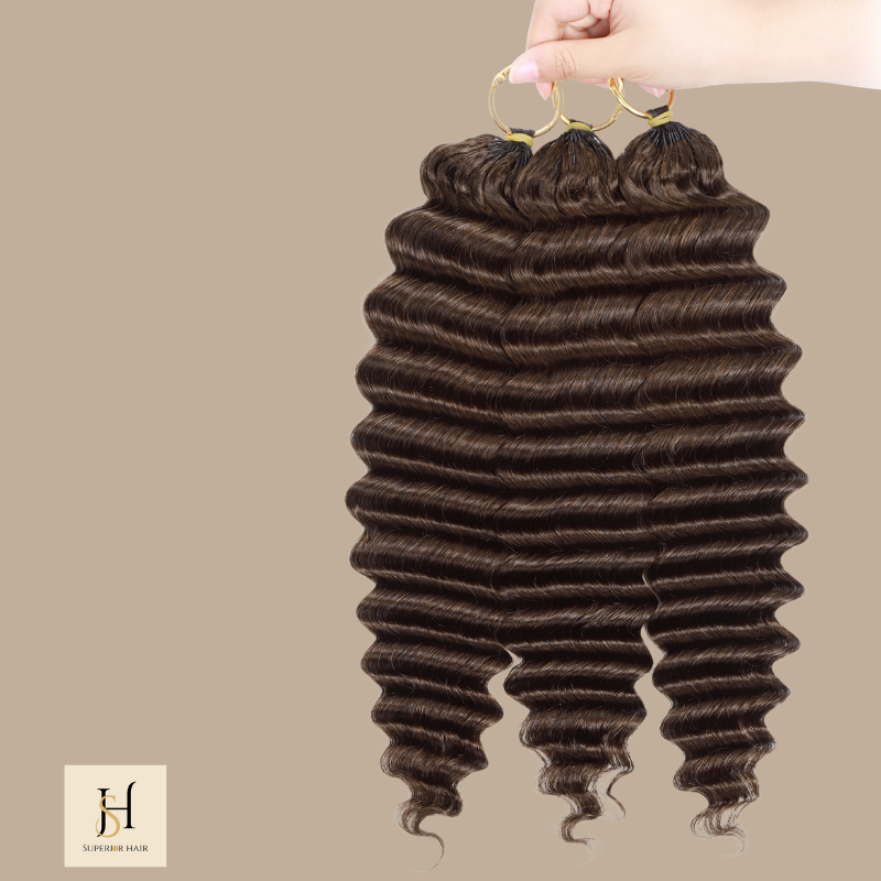 Extensions Feather Weft Deep Wave 4# – Mèches fines à nouer 4# Deep Wave