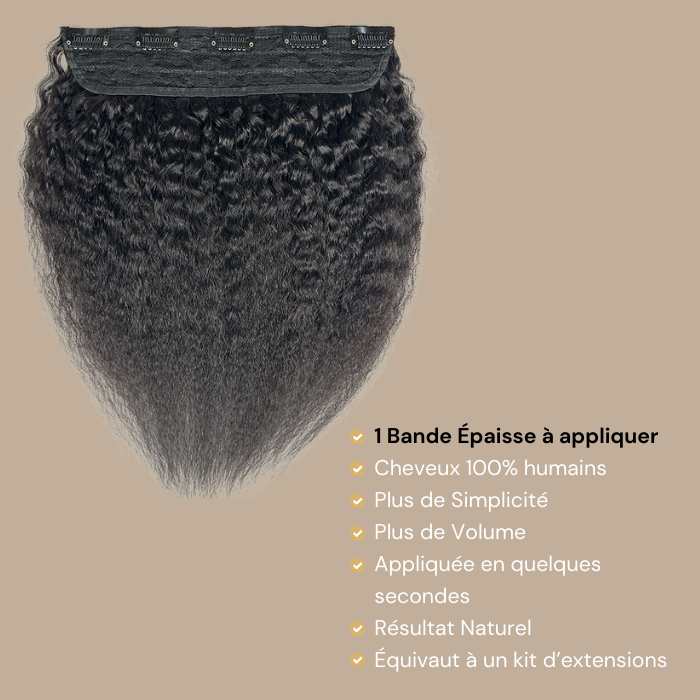 Extension à Clips Kinky Straight Noir Mono Bande Noir