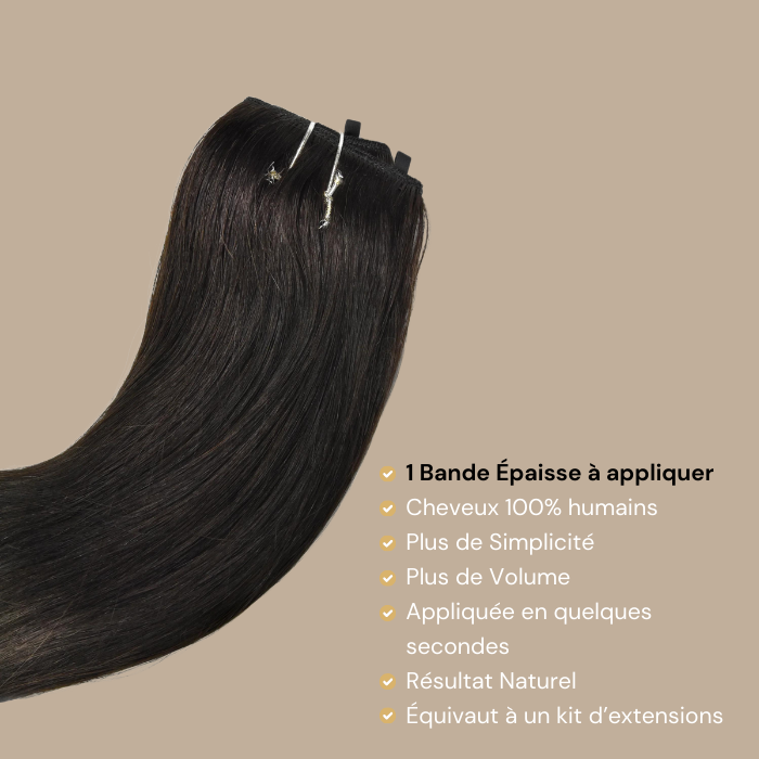 Extension à Clips Body Wave Noir Mono Bande Noir