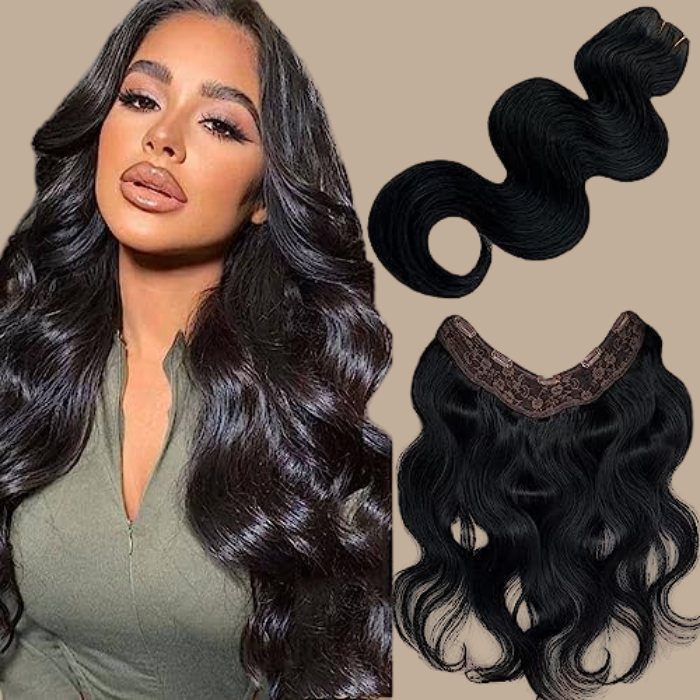 Extension à Clips Body Wave Noir Mono Bande Noir