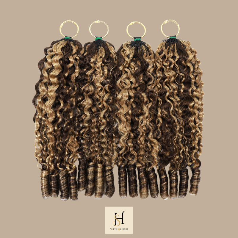 Extensions Feather Weft B-Curly – Mèches fines à nouer P4 27# B-Curly
