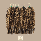 Extensions Feather Weft B-Curly – Mèches fines à nouer P4 27# B-Curly