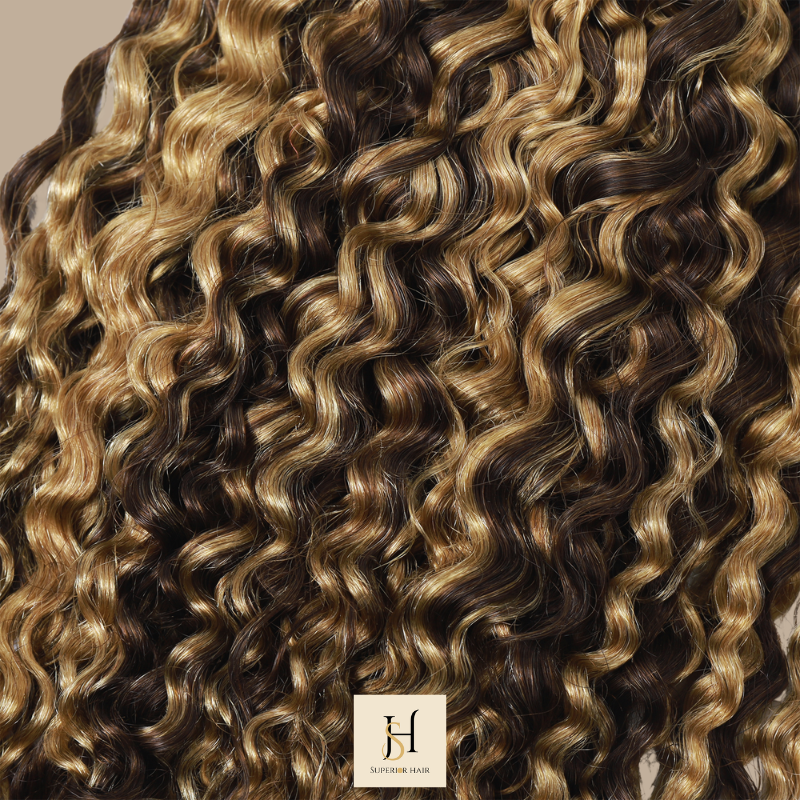 Extensions Feather Weft B-Curly – Mèches fines à nouer P4 27# B-Curly
