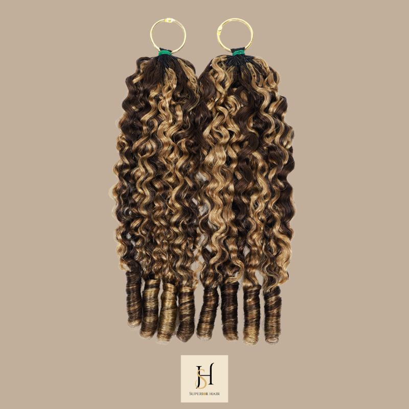 Extensions Feather Weft B-Curly – Mèches fines à nouer P4 27# B-Curly
