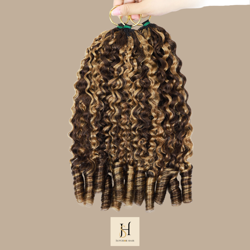Extensions Feather Weft B-Curly – Mèches fines à nouer P4 27# B-Curly