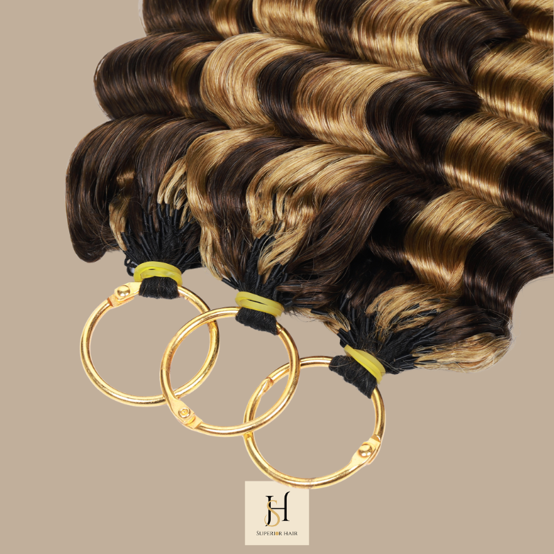 Extensions Feather Weft Deep Wave P4/27# – Mèches fines à nouer P4 27# Deep Wave