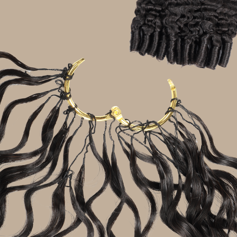 Extensions Feather Weft B-Curly – Mèches fines à nouer