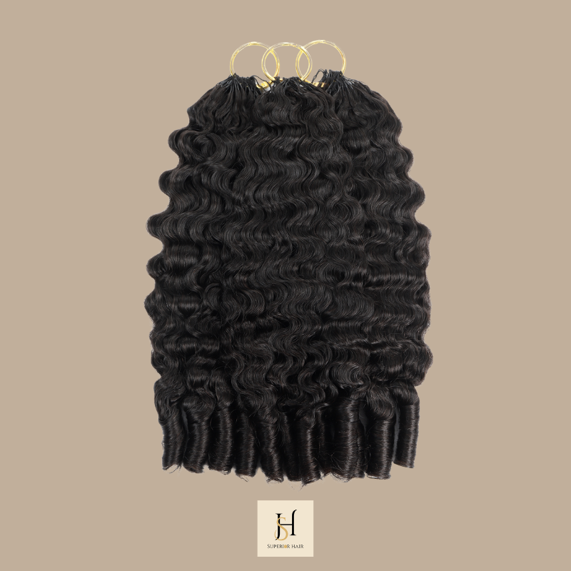 Extensions Feather Weft B-Curly – Mèches fines à nouer