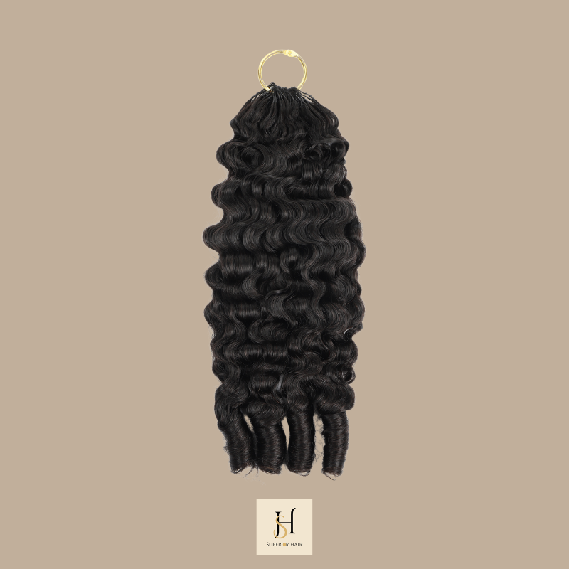 Extensions Feather Weft B-Curly – Mèches fines à nouer
