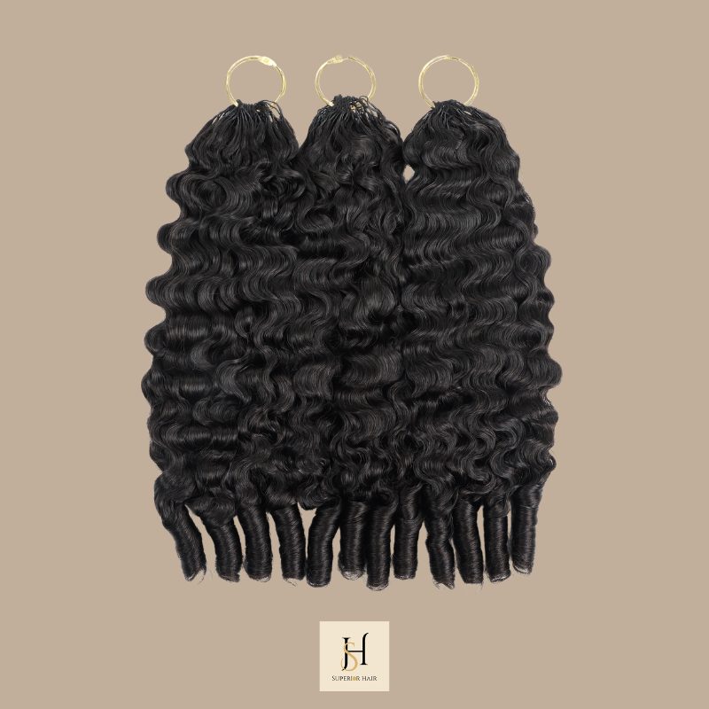 Extensions Feather Weft B-Curly – Mèches fines à nouer