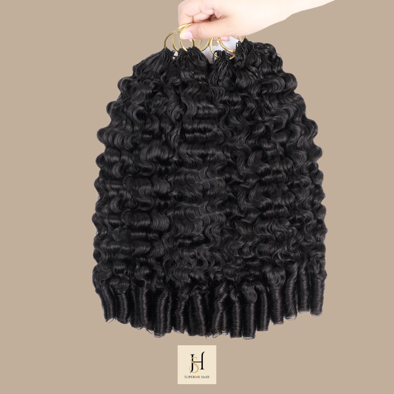 Extensions Feather Weft B-Curly – Mèches fines à nouer