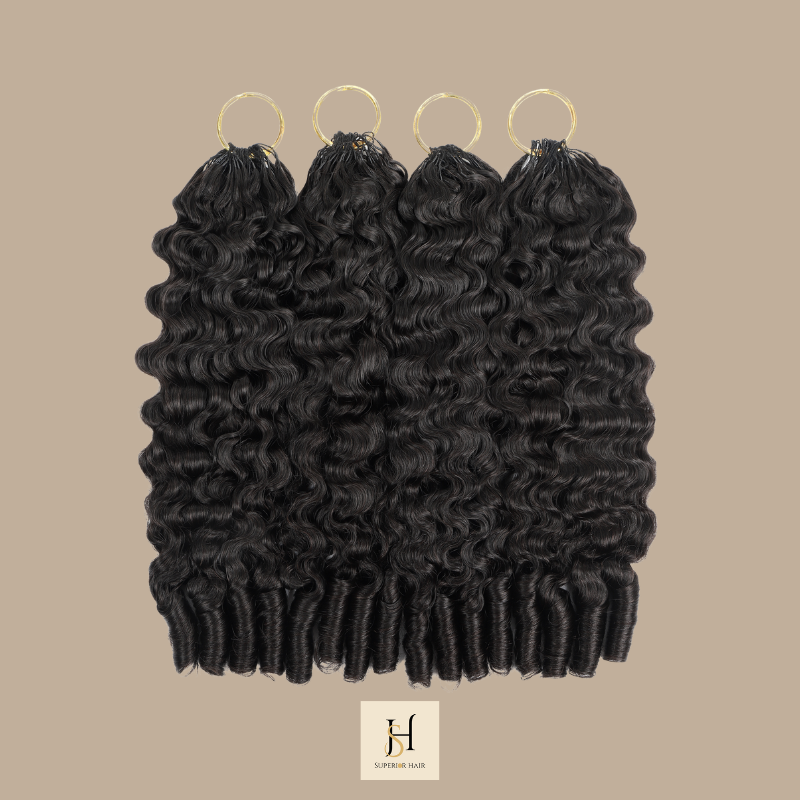Extensions Feather Weft B-Curly – Mèches fines à nouer