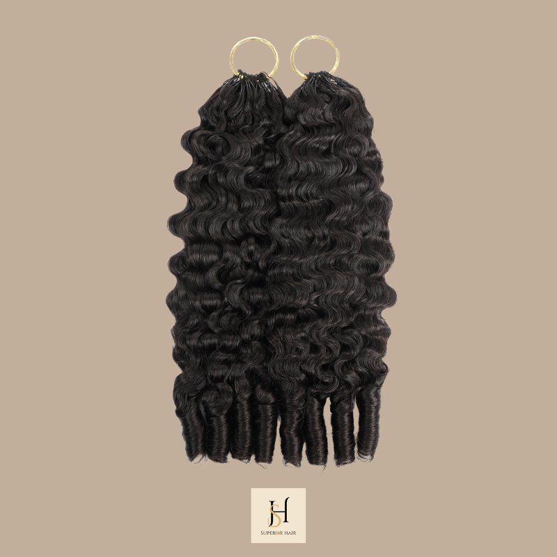 Extensions Feather Weft B-Curly – Mèches fines à nouer