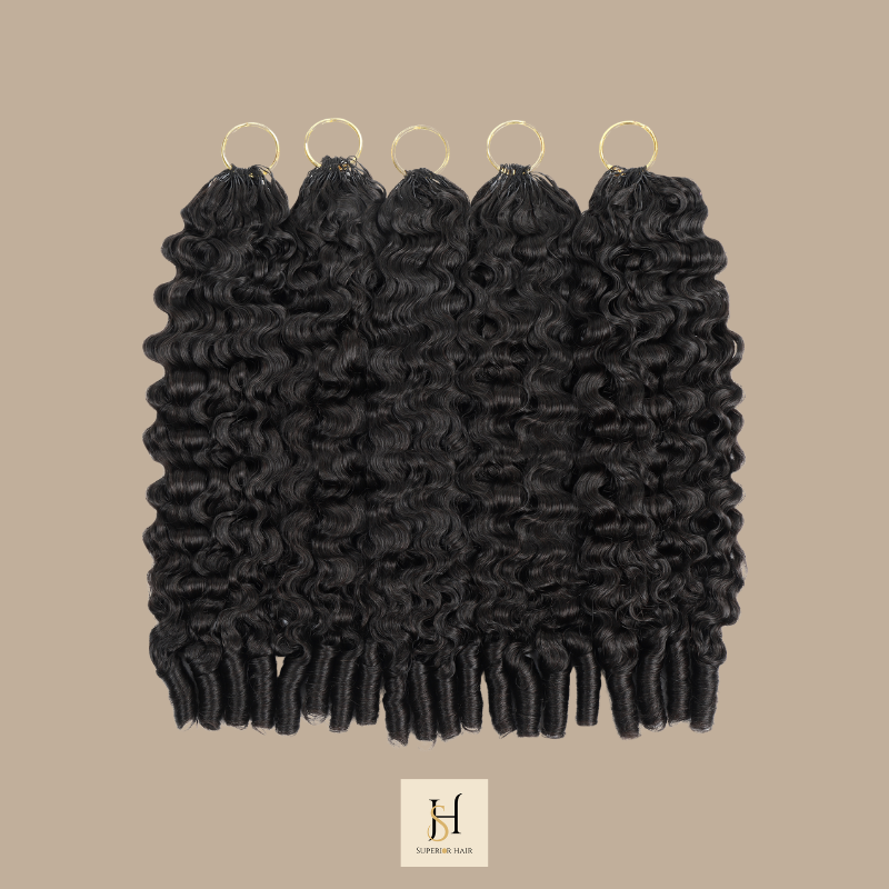 Extensions Feather Weft B-Curly – Mèches fines à nouer