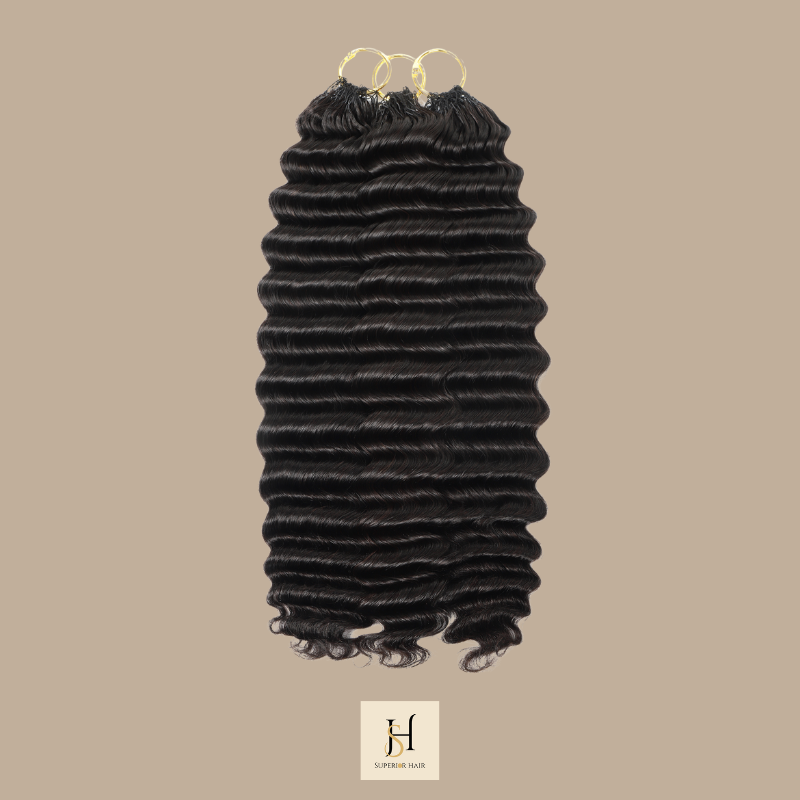 Extensions Feather Weft Deep Wave – Mèches fines à nouer Deep Wave