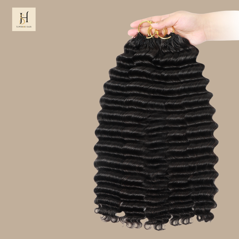Extensions Feather Weft Deep Wave – Mèches fines à nouer Deep Wave