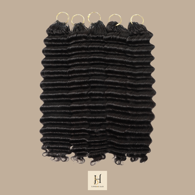 Extensions Feather Weft Deep Wave – Mèches fines à nouer Deep Wave