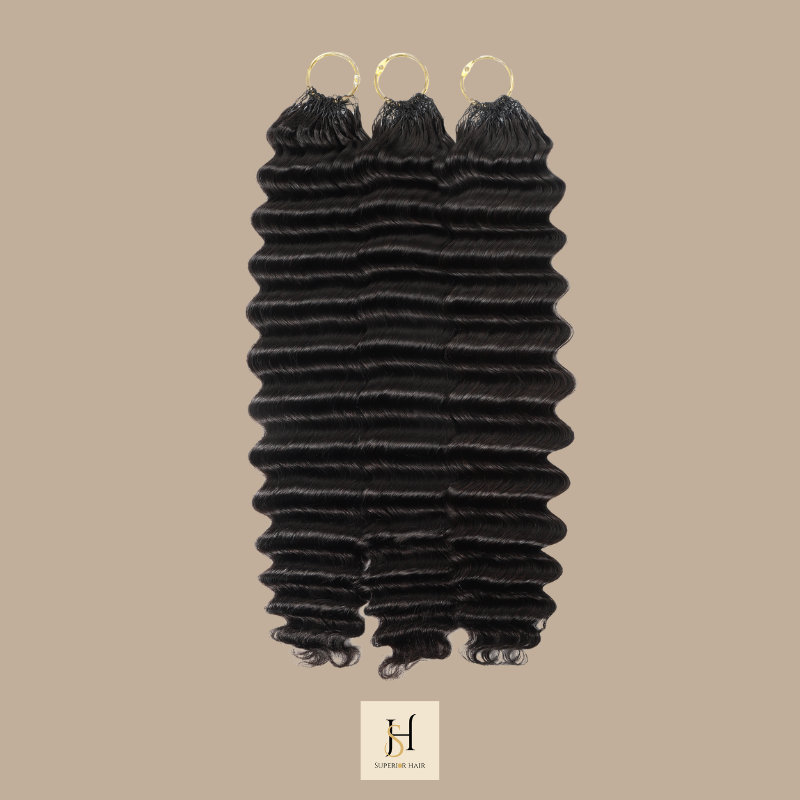 Extensions Feather Weft Deep Wave – Mèches fines à nouer Deep Wave