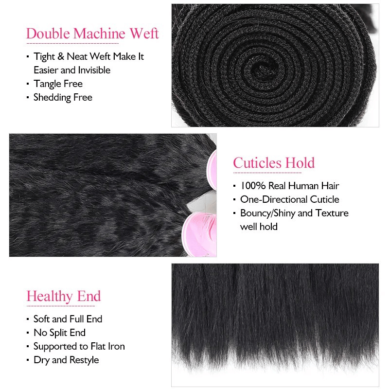 3 Paquets de Tissage Cheveux Vierge REMY Hair X-Yaki Brun Foncé